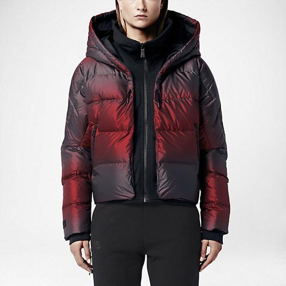 Nike Women's Uptown 550 Down Cocoon Jacket Sz XL NWT Crimson/ Black Puffer